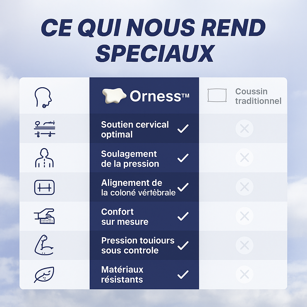 Orness Orthopédique™ - Oreiller Cervical Mousse Mémoire